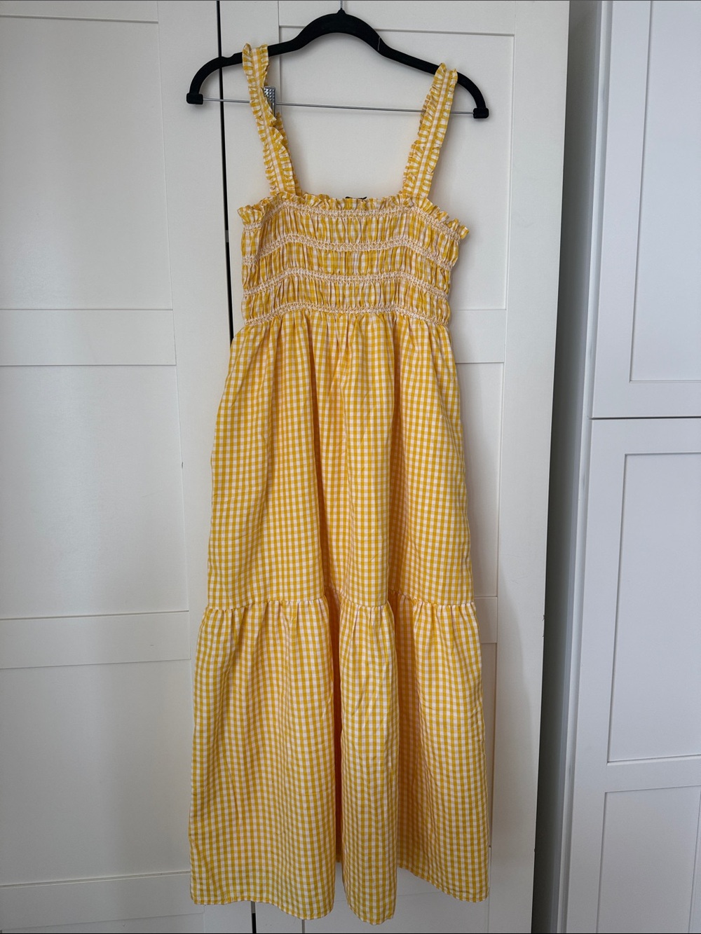 French Connection Yellow Gingham Maxi Sundress